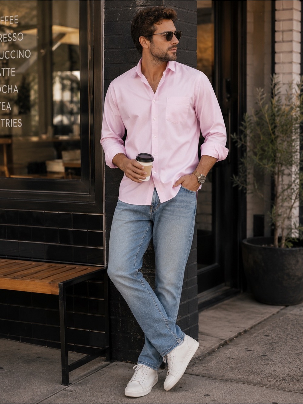 Unlisted by Kenneth Cole Men’s Pink Dress Shirt XL 17-17.5 32/33 Regular Fit
